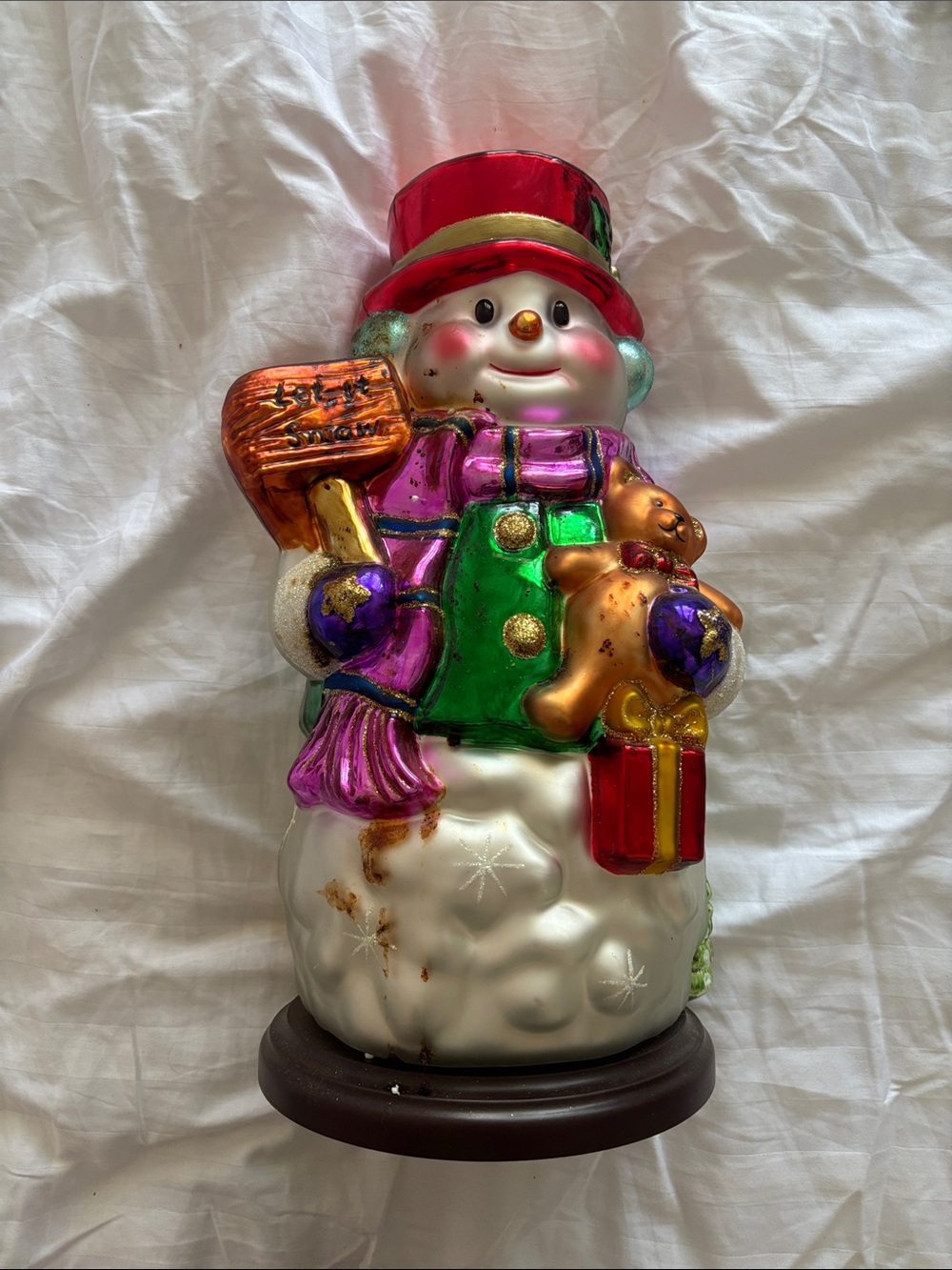 Thomas Pacconi Classics Snowman Figurine with Red Hat and Multicolor Outfit